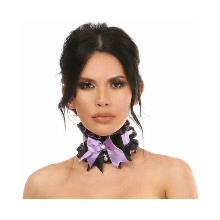 Daisy Corsets - Wholesale Choker/collar - Kitten Collection Lavender/Black Lace Choker0