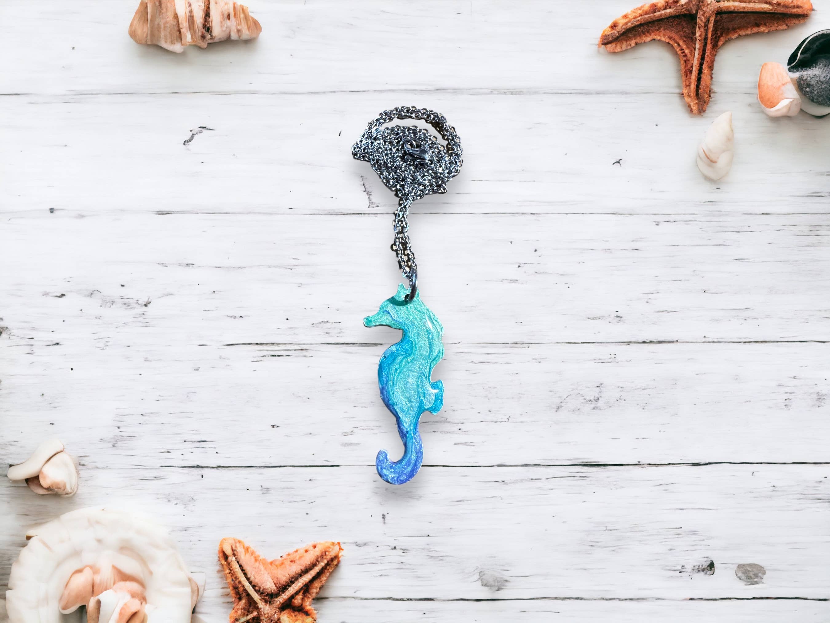 Three Dandelion Wishes - Wholesale Pendant/Charm Necklace - Hand Painted Seahorse Necklace6