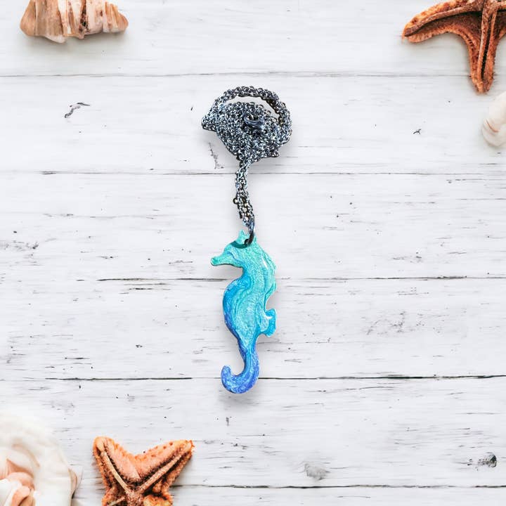 Three Dandelion Wishes - Wholesale Pendant/Charm Necklace - Hand Painted Seahorse Necklace6