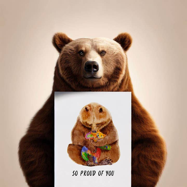 Liyana Studio - Wholesale Everyday Greeting Card - LGBTQ Bear Hug - Funny Pride Blank Card5