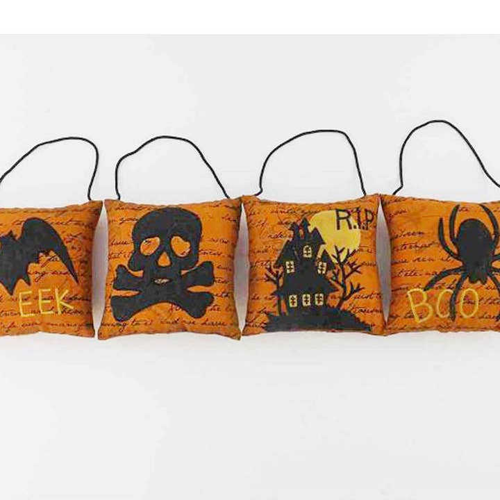 Enfeites de travesseiro de Halloween de tecido com motivos assustadores - 6,25 “de altura por atacado de Birch Maison