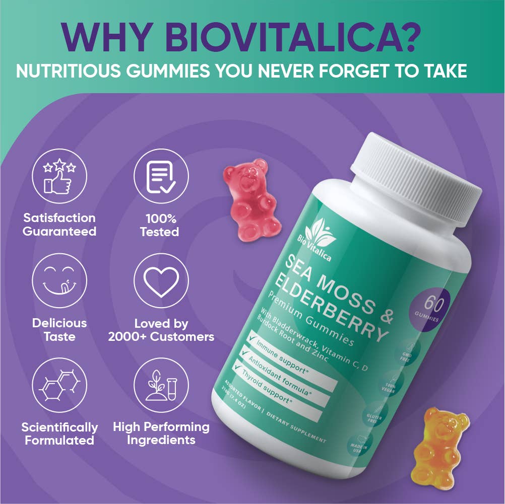 BioVitalica - Wholesale Oral Supplement/Vitamin - Sea Moss Elderberry Gummies10
