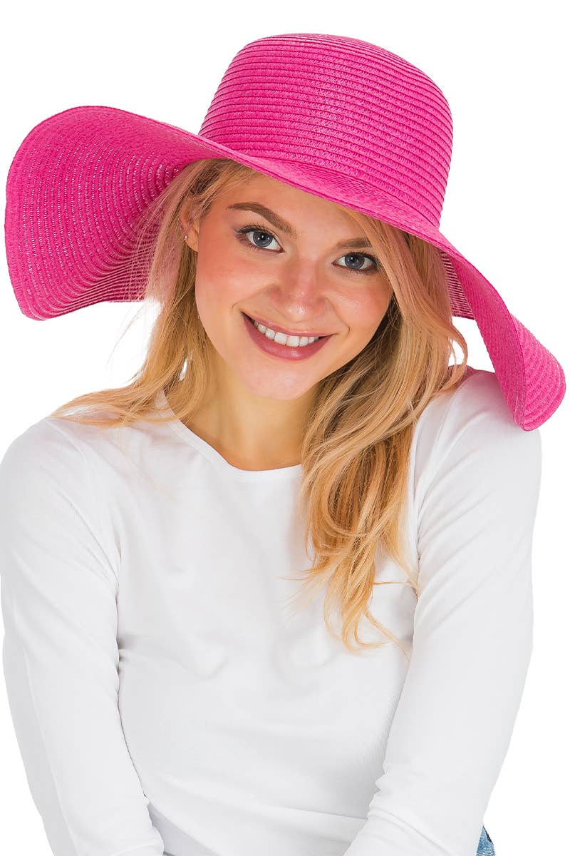 Cap Zone - Venta al por mayor Sombrero de paja - Mujer - Sombrero de sol de paja con tejido apretado, color sólido y ala ancha flexible21