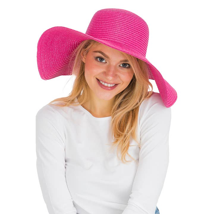 Cap Zone - Venta al por mayor Sombrero de paja - Mujer - Sombrero de sol de paja con tejido apretado, color sólido y ala ancha flexible21