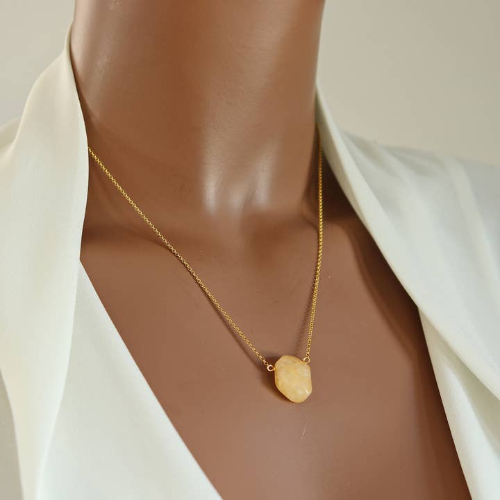 Handgeschnittene Orange und Hellbraun Citrin Teardrop Halskette für den Großhandel von Third & Co. Studio