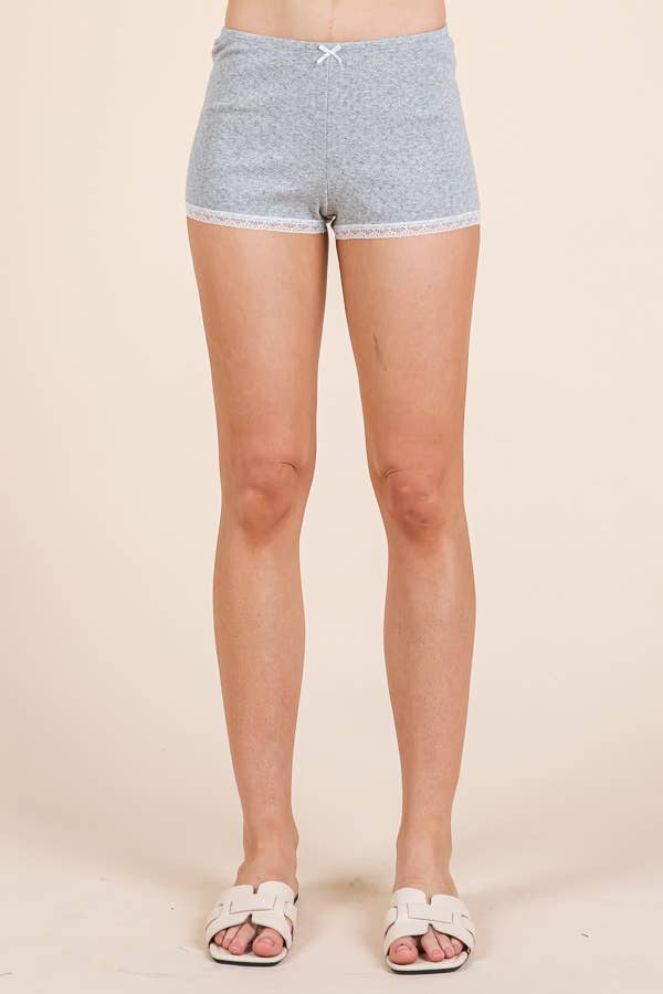 Heart & Hips - Vente Short d'intérieur – femme - Shorts court en pointelle avec détails en dentelle10