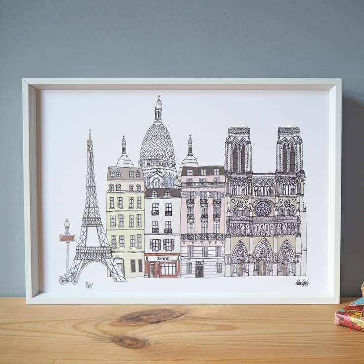 Stampa A4 Skyline di Parigi per la vendita all'ingrosso da parte di Helena Carrington
