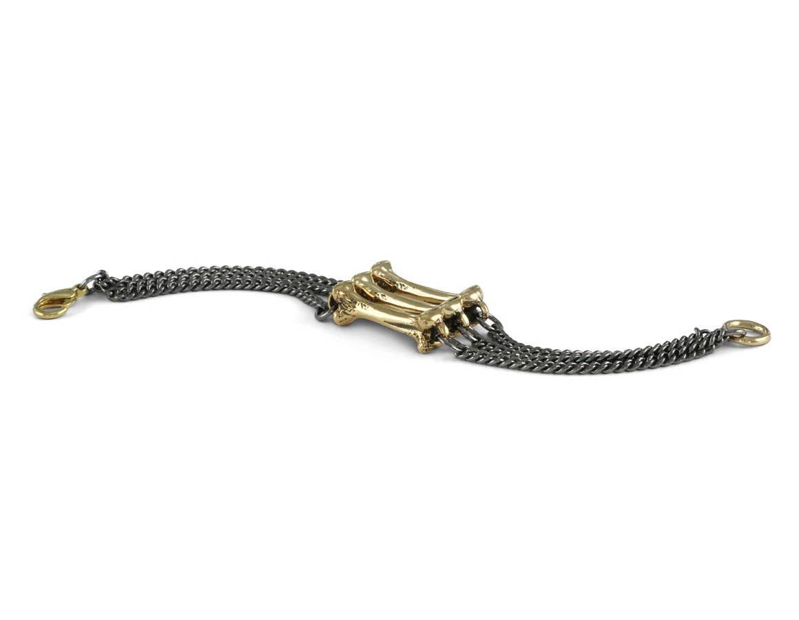 Lost Apostle - Vendita all'ingrosso Braccialetto con ciondolo/pendente - Bracciale con triplo osso e catena, colore: bronzo1