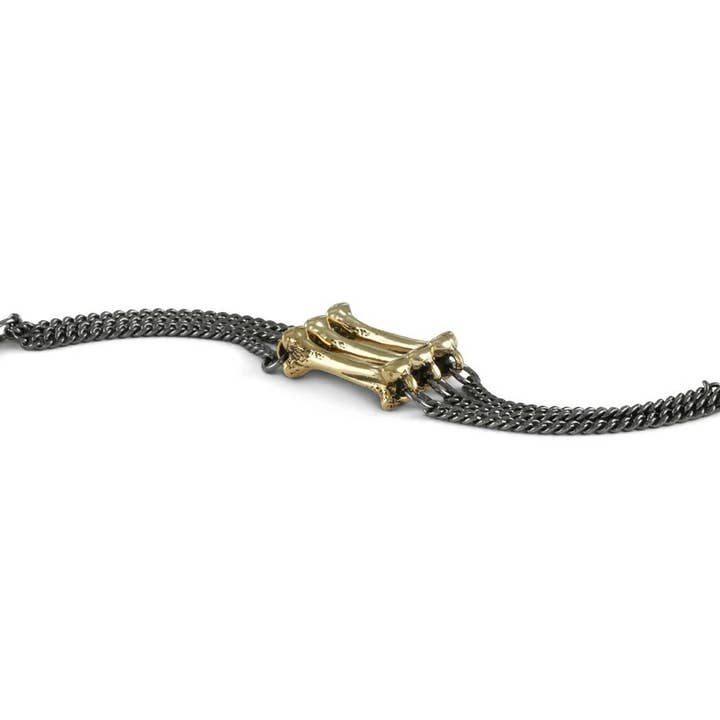 Lost Apostle - Vendita all'ingrosso Braccialetto con ciondolo/pendente - Bracciale con triplo osso e catena, colore: bronzo1