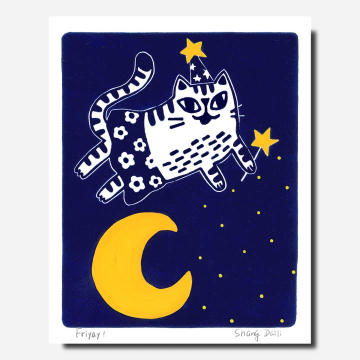 Cat Art Print - Friday/ Friyay for wholesale by ShangDaili