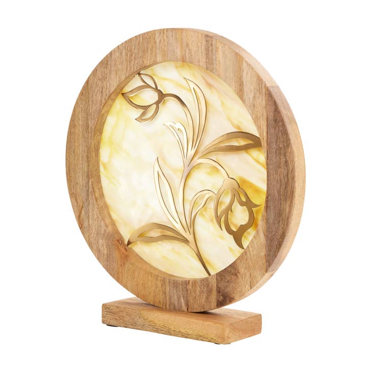 River of Goods - Wholesale Decorative Tabletop Object - 14"W Floral Decorative Stained Glass Stand Wood Frame18