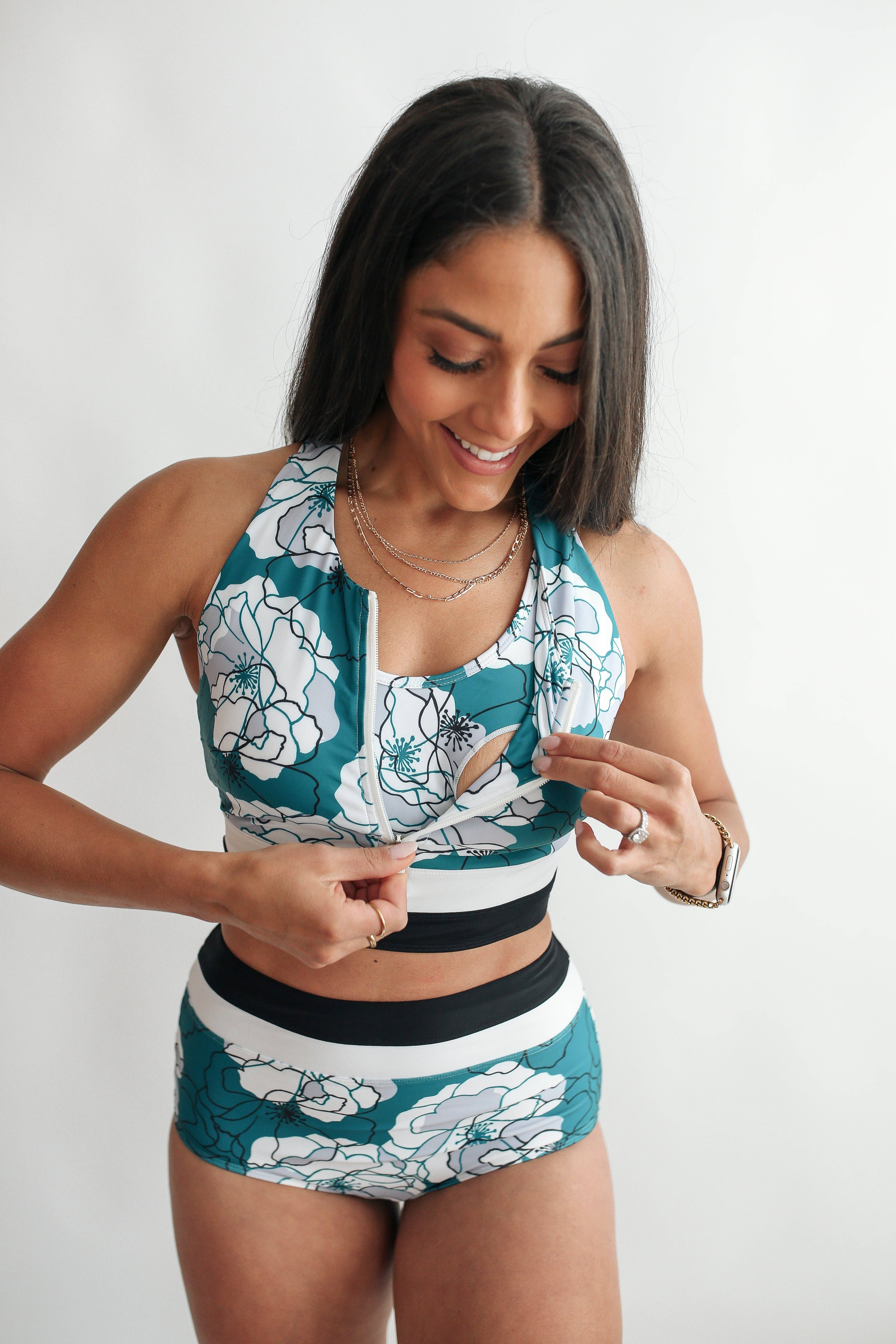 Movemama Apparel – Engroshandel Badeoverdel – Børn – Afgrøde Zip Up Amning Badedragt Top4