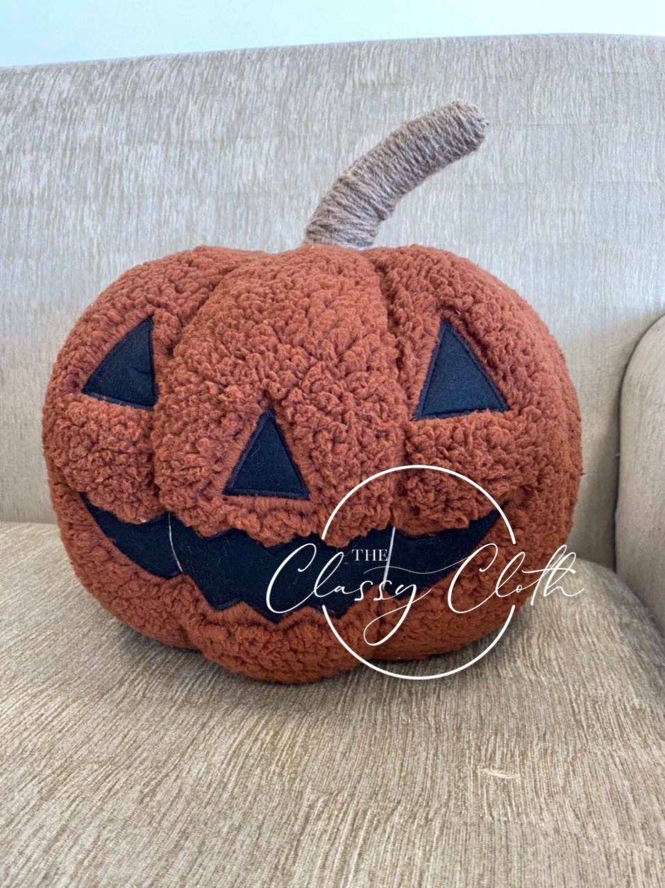 The Classy Cloth WS – Almofada decorativa/de sofá por atacado – Almofada Sherpa de Halloween - Abóbora Laranja RTS1