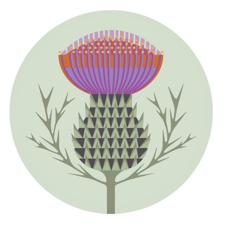 GB Flowers: Thistle table mats in 2 sizes & coasters for wholesale by Jenny Duff