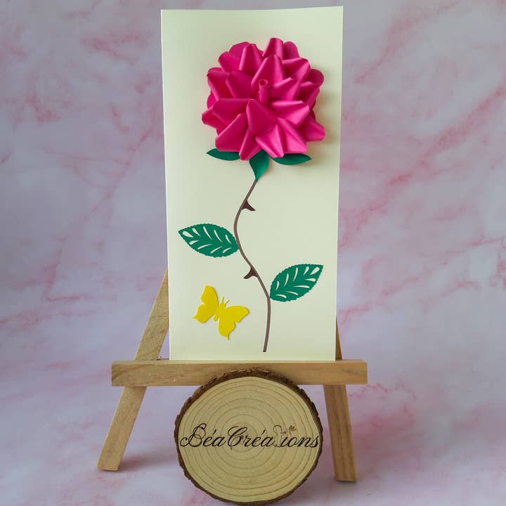 Carte rose 3D à offrir en toutes occasions pour la vente par BeaCreations