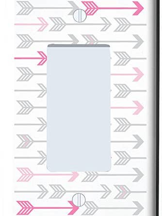 Pink, and Grey Arrow Print Pattern Light Switch Plate and Outlet Covers Arrows Woodland Forest Nursery Wall Decor for Baby Girls for wholesale by Presto Chango Decor