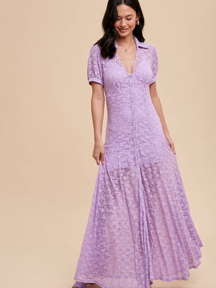 A LINE LACE BUTTON UP DRESS WITH SLIP for wholesale by In Loom