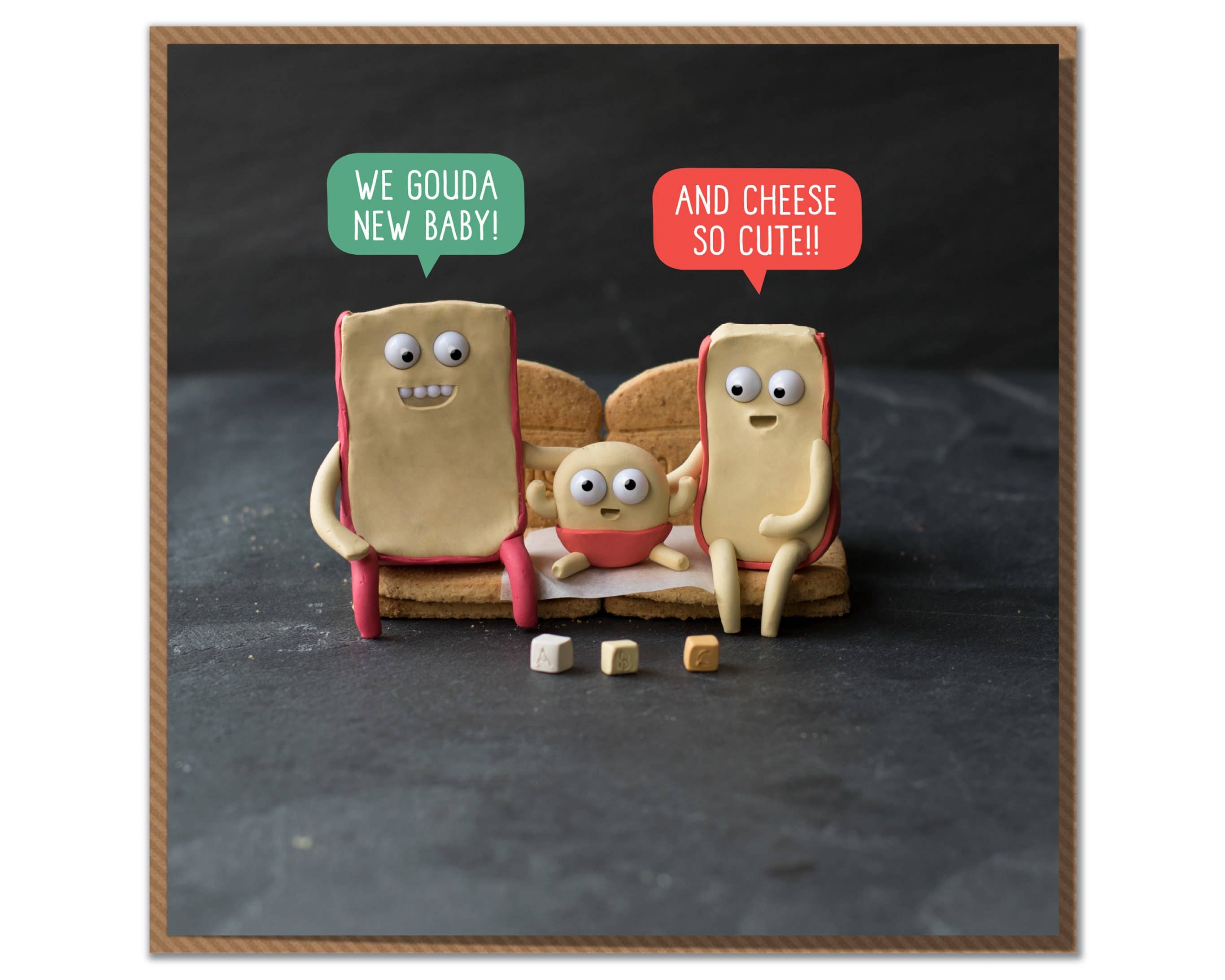 Mungo And Shoddy – wholesale Baby card – We Gouda New Baby! and Cheese So Cute! Cheesy New Baby Card0