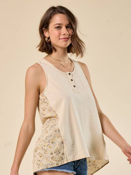 Doe and Rae - Wholesale Tunic - Women's - Printed Back Sleeveless Top - 41036T