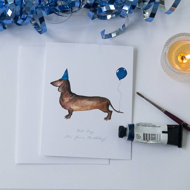 Finding Silver Pennies - Wholesale Birthday Card - Dachshund Birthday Card | Watercolor Dog Greeting Card1