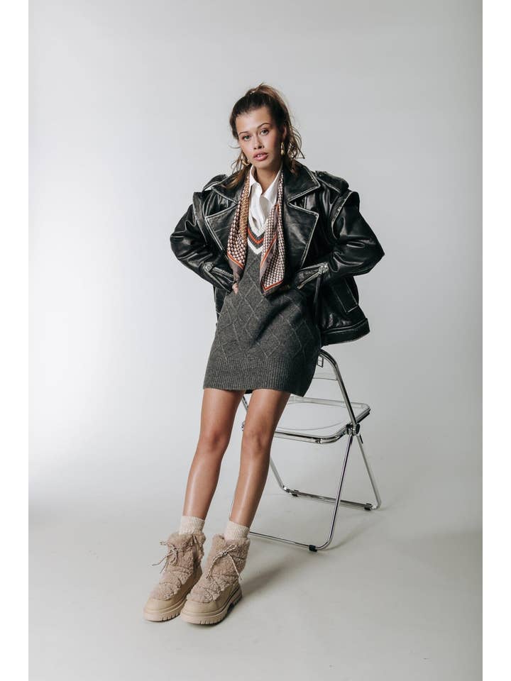 Sage Leather Biker Jacket | Black for wholesale on Faire