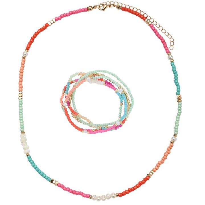 Kids Coral, Pink, Mint, Peach, Tq Necklace & Bracelet for wholesale by Jane Marie