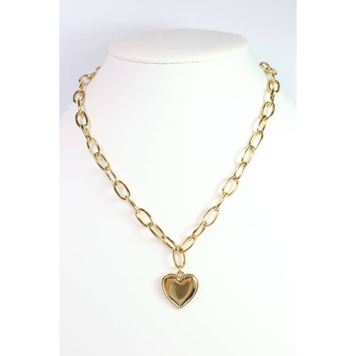 Caroline Hill - Wholesale Pendant/Charm Necklace - Derek Heart Necklace Gold