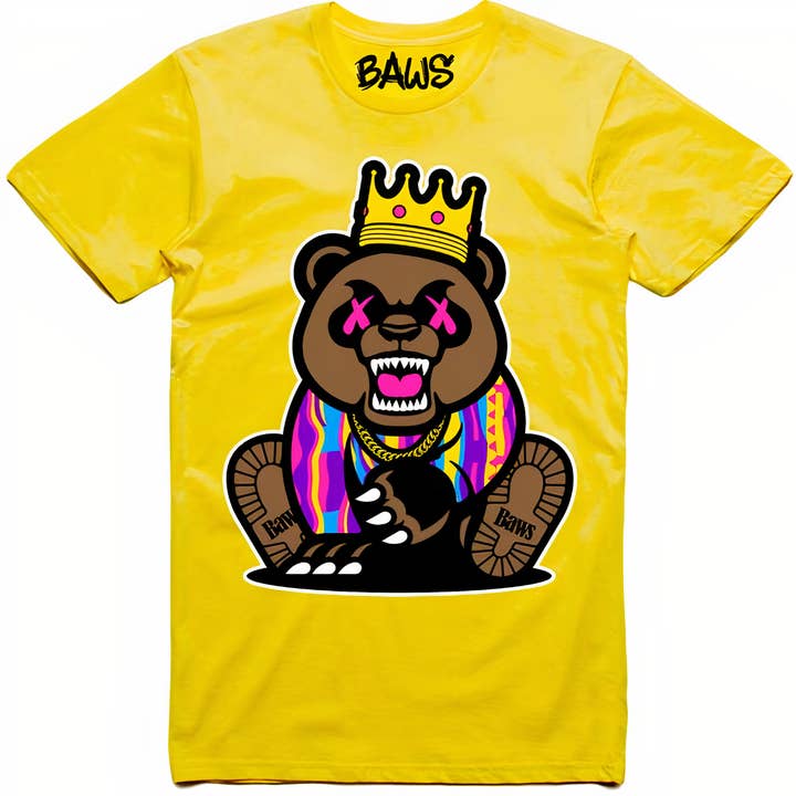 Chemise Crazy Grizzly Baws - Jaune pour la vente par Baws Clothing