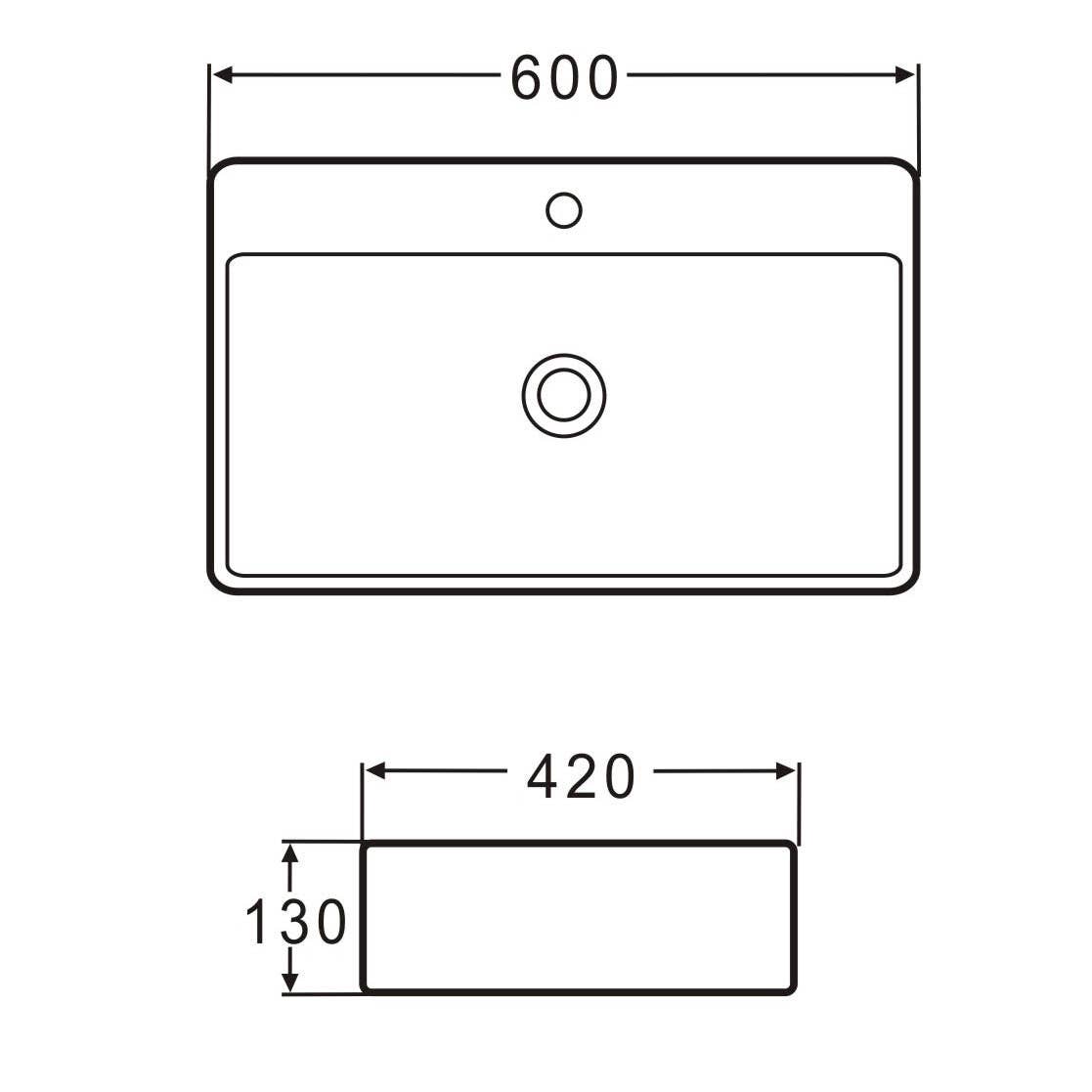 Stilform Handels GmbH – Großhandel Badezimmer-Zubehör-Sets – Berlin Waschbecken 60 x 42 aus feinster Keramik für Wandmontage oder als Aufsatzwaschbecken mit Hahnloch in Schwarz Matt1