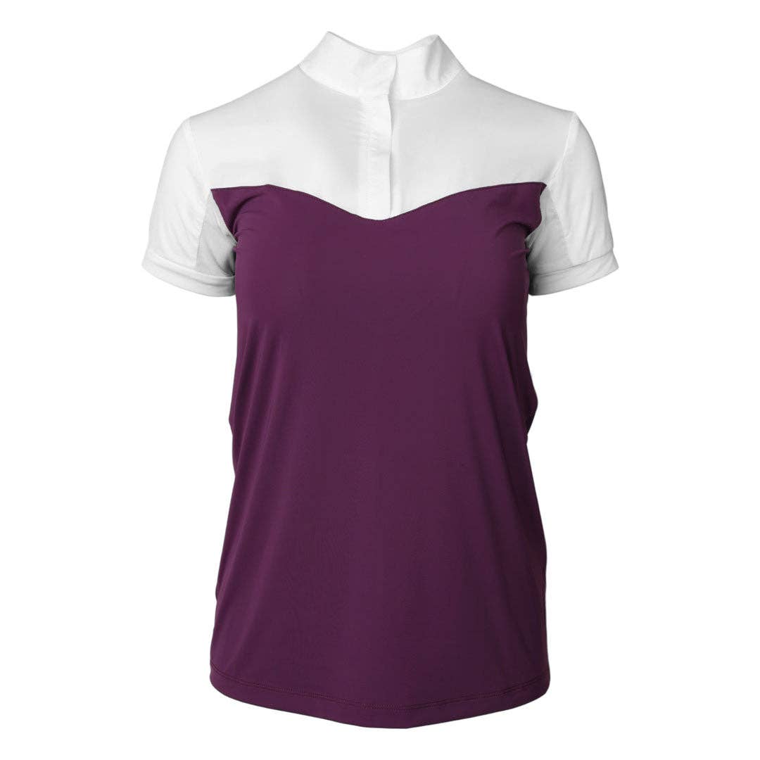Blanc/Prune Dapplebay Lady 1/4 Zip Show Top - Manches Courtes-Blanc/Prune en vente sur Faire4