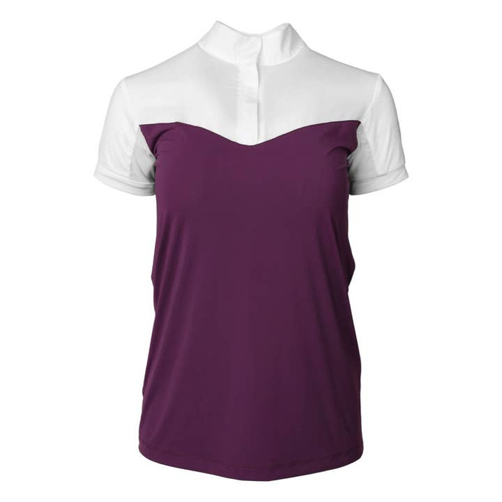 Blanc/Prune Dapplebay Lady 1/4 Zip Show Top - Manches Courtes-Blanc/Prune en vente sur Faire4