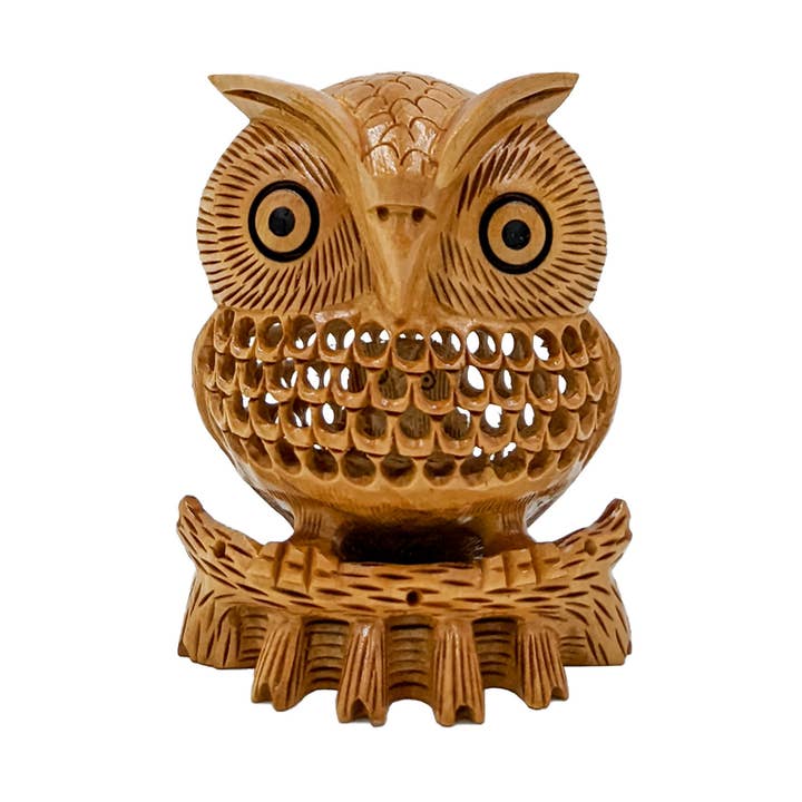 Wholesale Wooden Hand Carved Owl Statue Home Decores for wholesale by Keeraft