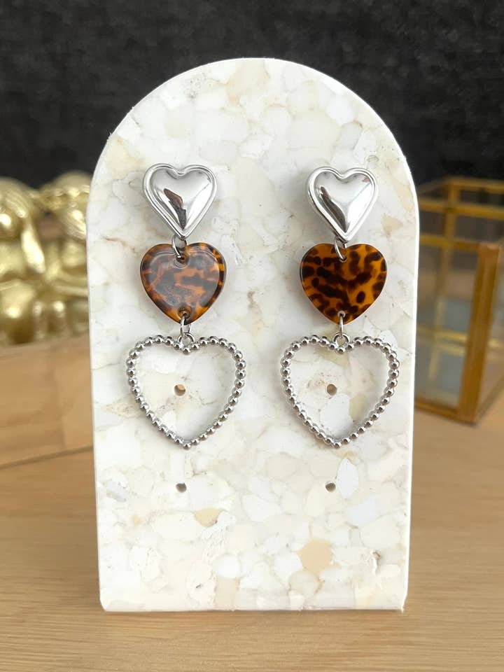 Orecchini LYANA - Argento e leopardato per la vendita all'ingrosso da parte di Innaya