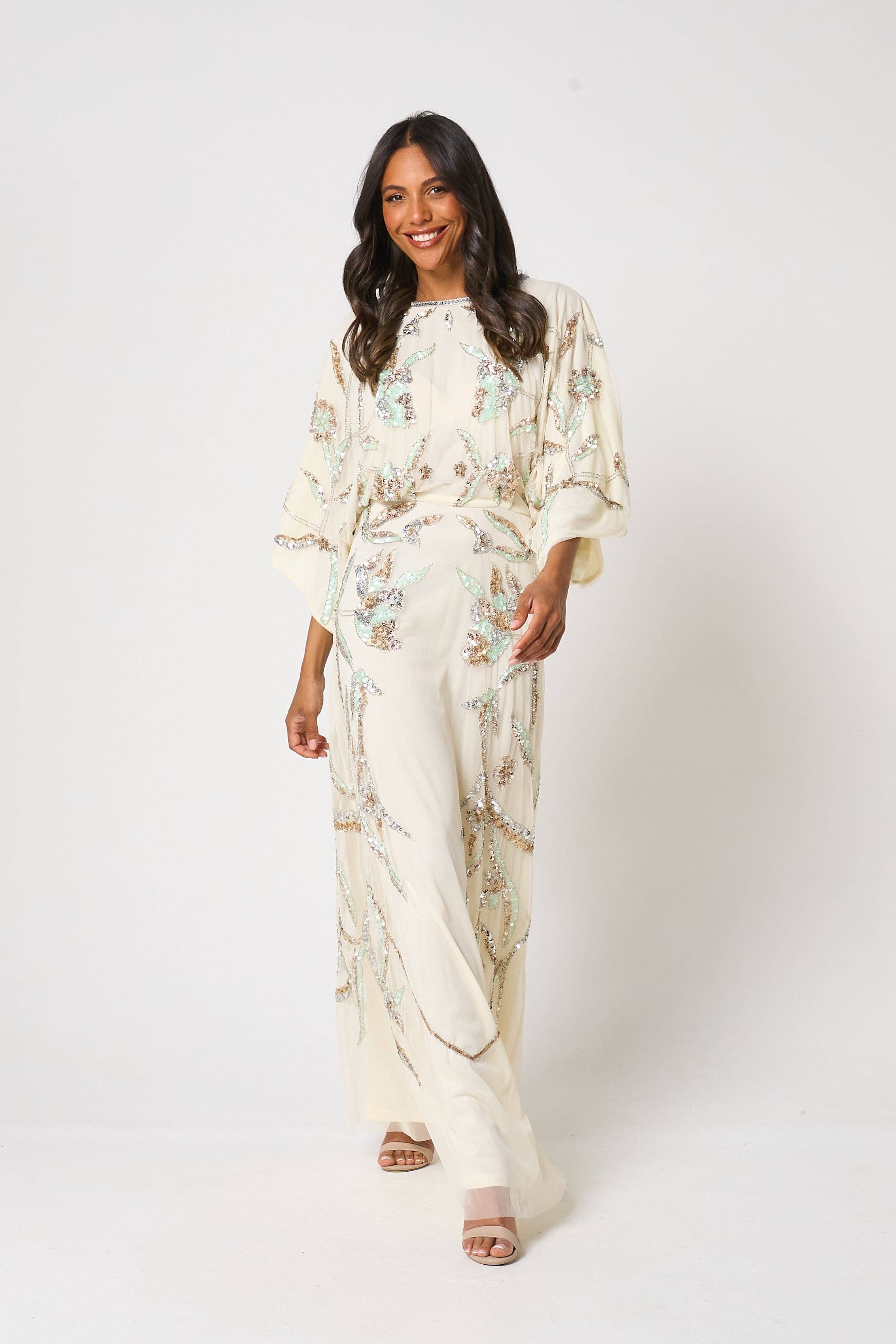 Cream Suvi Embellished Maxi Dress for wholesale on Faire3