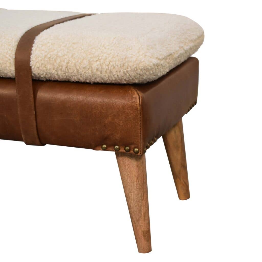 Artisan Furniture - Wholesale Bench - Boucle x Buffalo Hide Leather Bench5