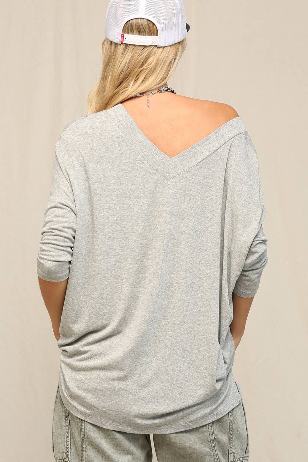 KyeMi - Vente Haut en maille – femme - Haut en maille à coupe ample avec col en V17