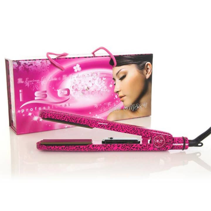 ISO Beauty - Wholesale Straightener/Flat Iron - ISO Beauty Omega Pink Leopard Titanium Flat Iron1