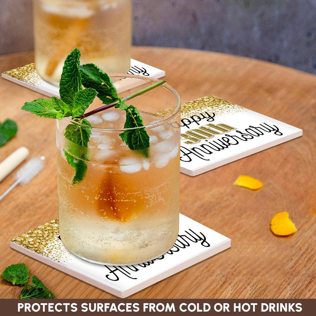 3dRose - Wholesale Coasters - 3dRose, Happy 30th Anniversary Image Of Gold Image Of Diamond Glitter, Coaster2