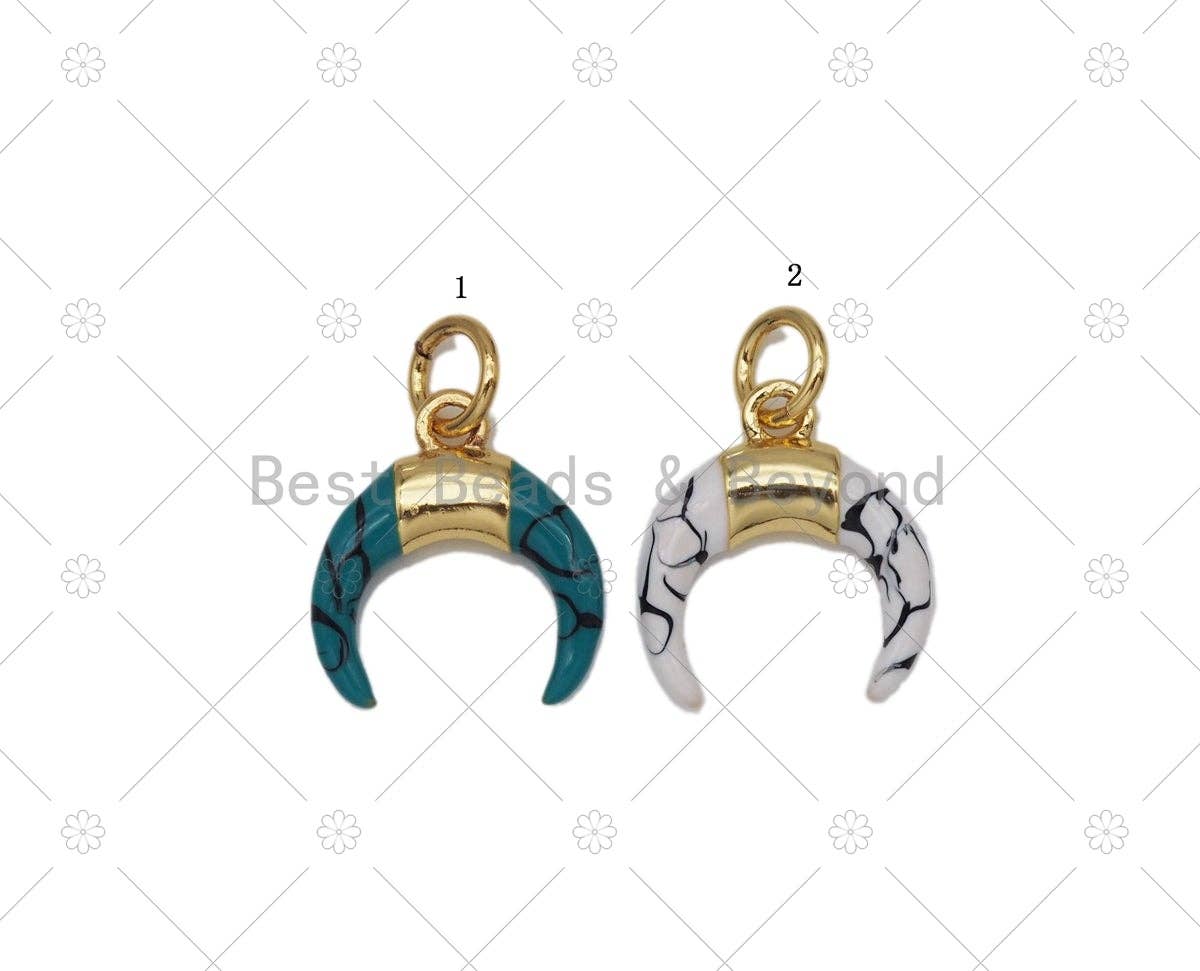 BestBeads&Beyond - Wholesale Individual Charm/Pendant - Blue/White OX Horn Pendant, Horn Charm, Sku#Y597