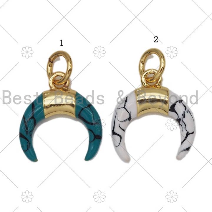 BestBeads&Beyond - Wholesale Individual Charm/Pendant - Blue/White OX Horn Pendant, Horn Charm, Sku#Y5970