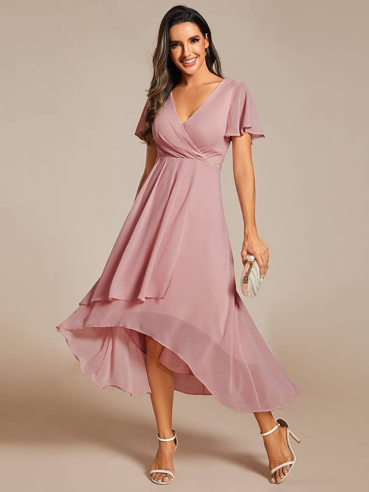 Ever-Pretty - Wholesale Dress – Women's - V-Neck Midi Chiffon Wedding Guest Dresses90