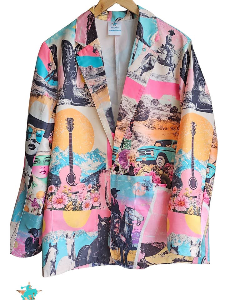 BAHA RANCH WESTERN WEAR - Wholesale Blazer - Women's - Baha Ranch Retro Pop Western Collage Blazer