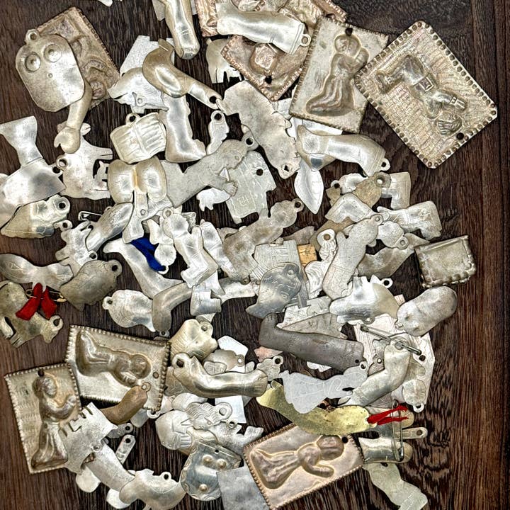 Tesoros Trading Company - Wholesale Ornament - 100 Assorted Vintage Milagros, Peru3