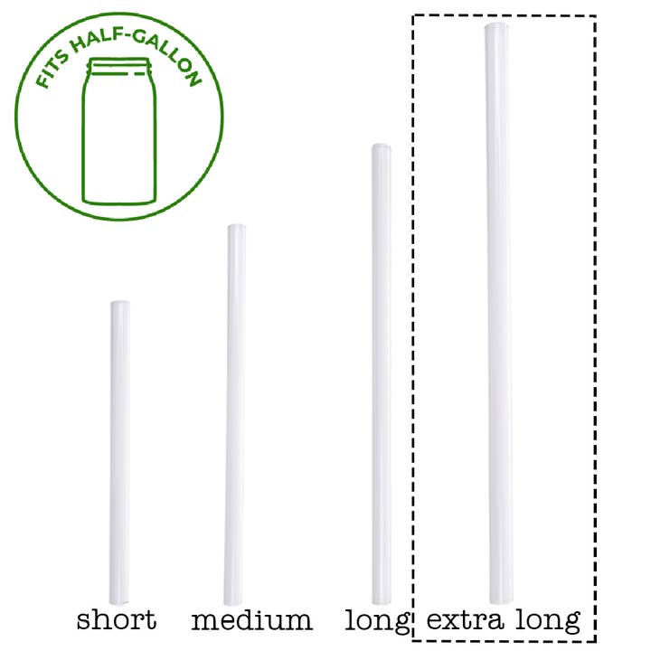 Mason Jar Lifestyle - Wholesale Drinking Straw - Extra Long Glass Straws for Half Gallon Mason Jars - 4 Pack