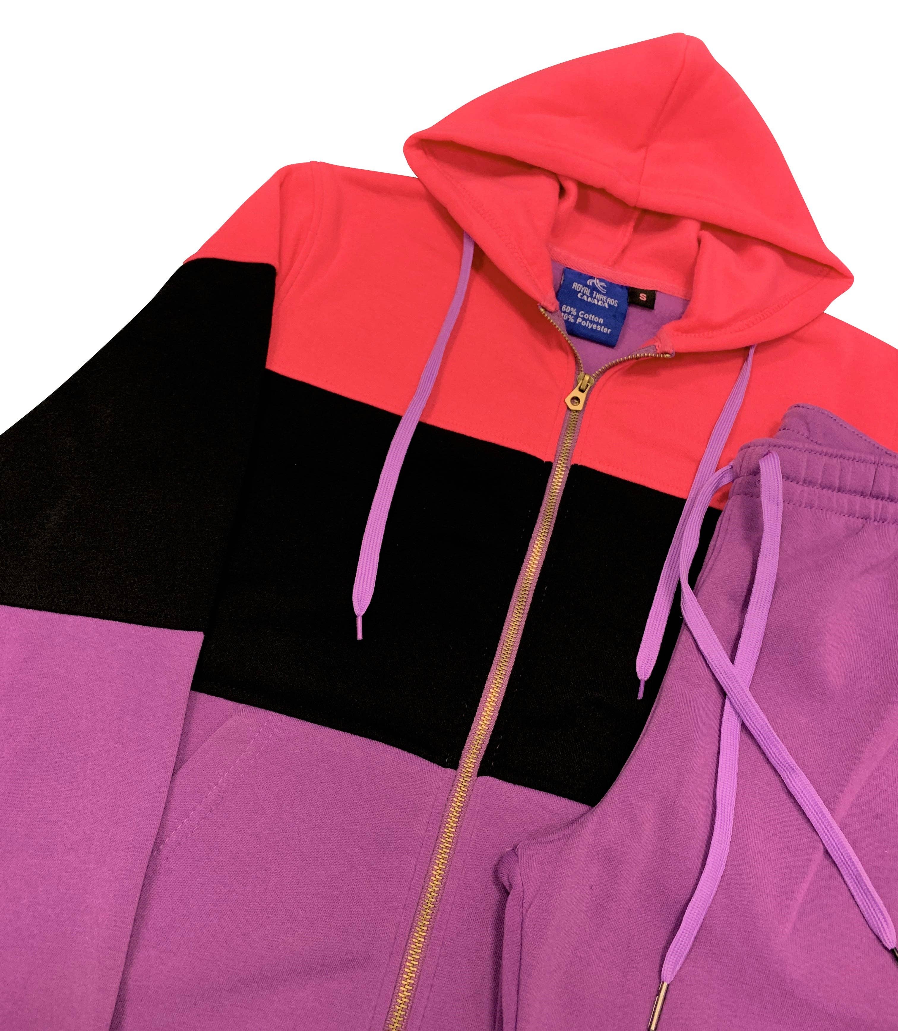 Royal Threads - Wholesale Activewear set – Women′s - Women’s Colorful Fleece Sweatsuit Sweat Jacket & Jogger Sweatpants Outfit15