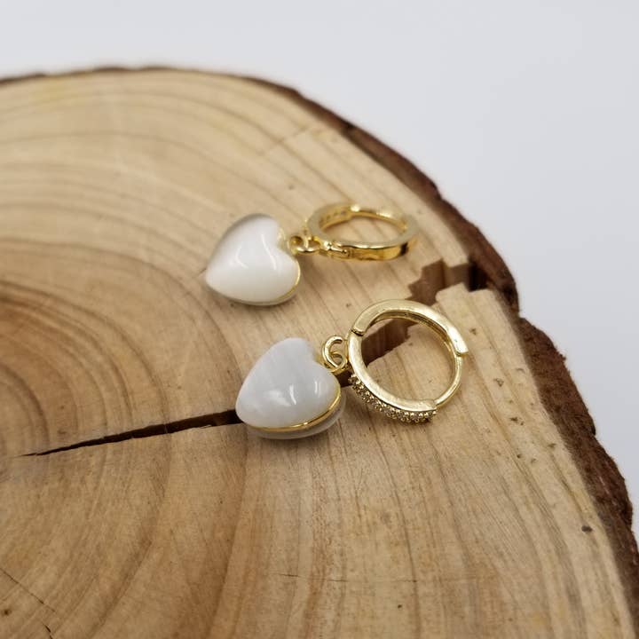 CHAKRA JEWELRY - Wholesale Dangle Earrings - Valentine Opal Stone Heart Earrings