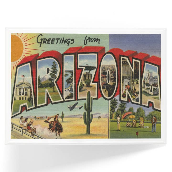MAGNET Saludos desde Arizona Vintage Halftone para venta al por mayor de Lantern Press