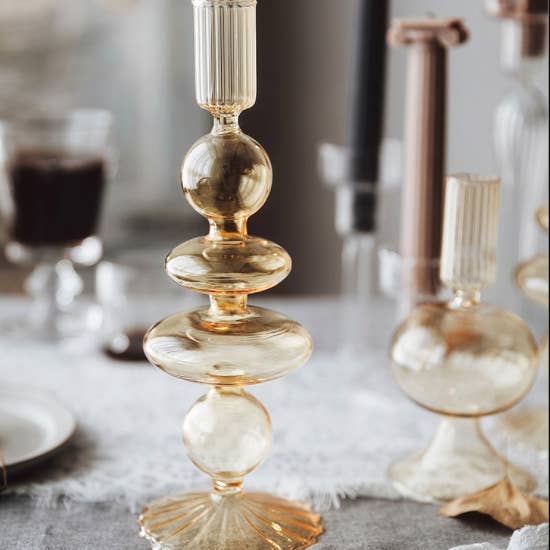 IVORE.GROUP (We cover All Import duty) - Wholesale Candle Holder - Vintage Style Glass Candlestick Holder7