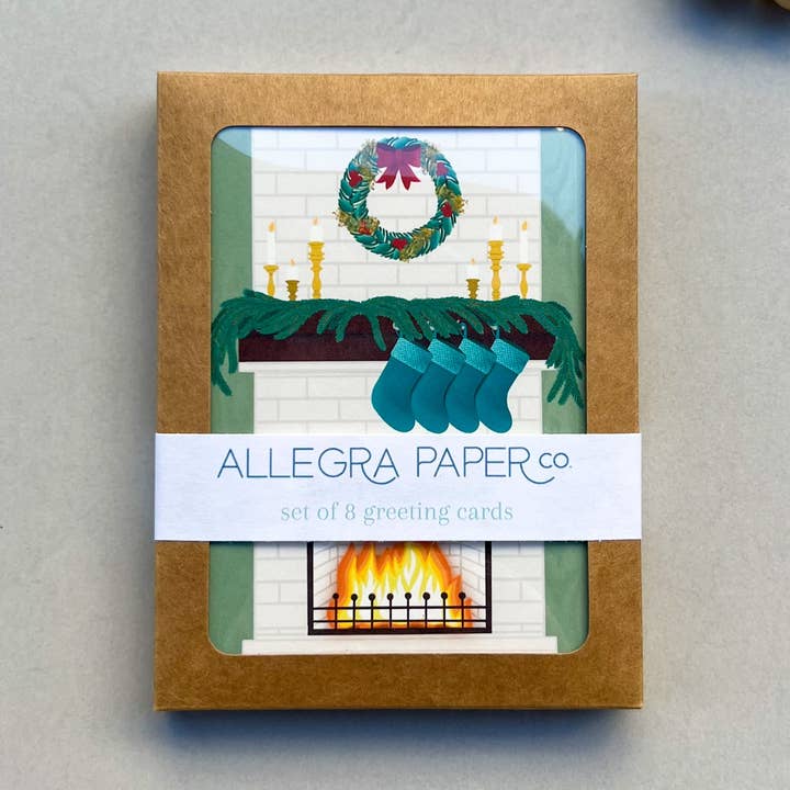 Copy of Cozy Christmas Fireplace Boxed Card Set for wholesale by Allegra Paper Co.
