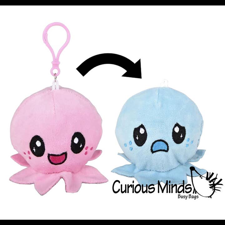 Curious Minds Toys - Wholesale Stuffed/Plush Toy - Kids & Baby - 1Â Cute Octopus Animal Happy Sad Plush Flip Inside Out Anima